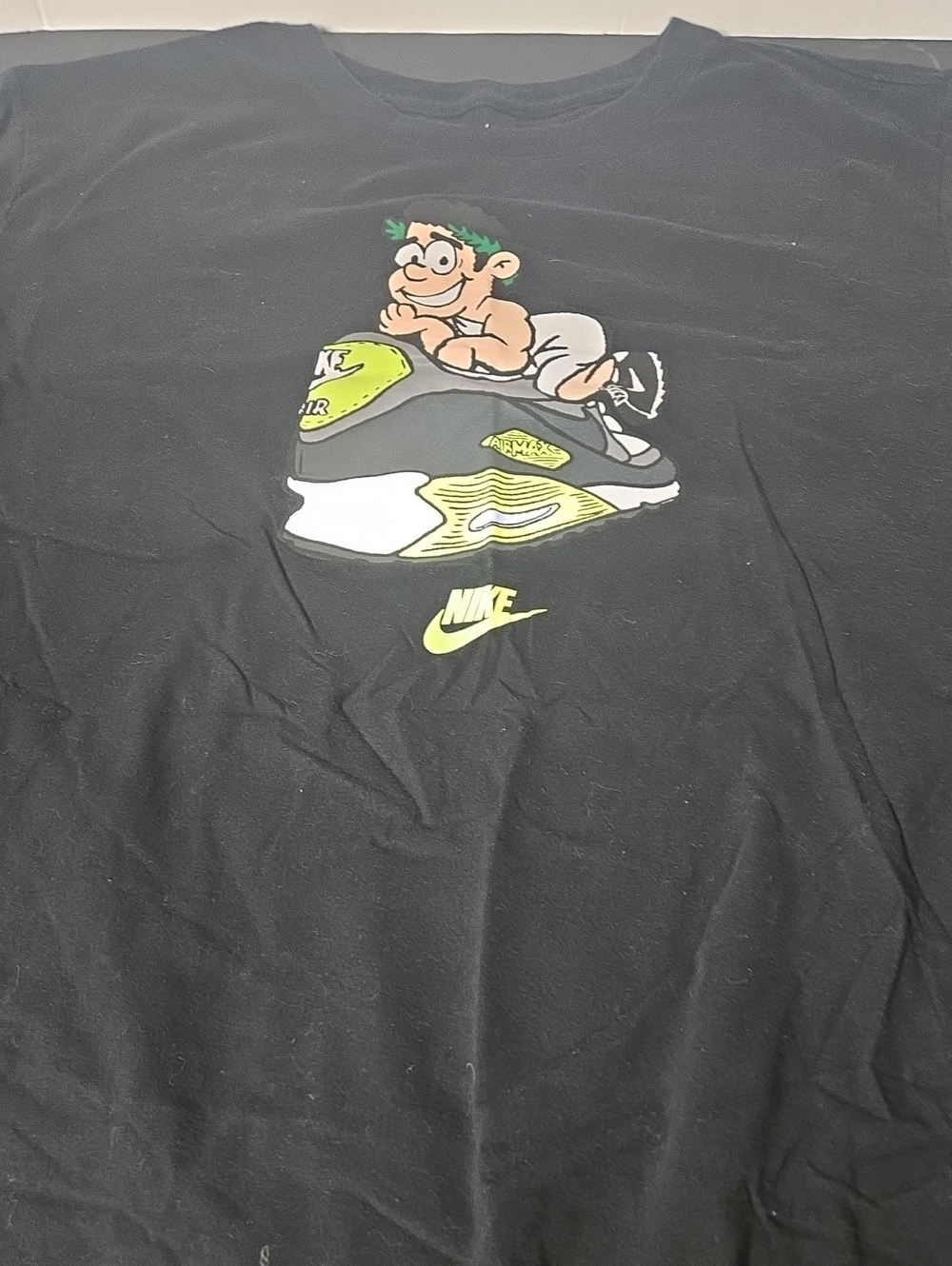 Nike Black Tee with Neon Yellow Sneaker Graphic